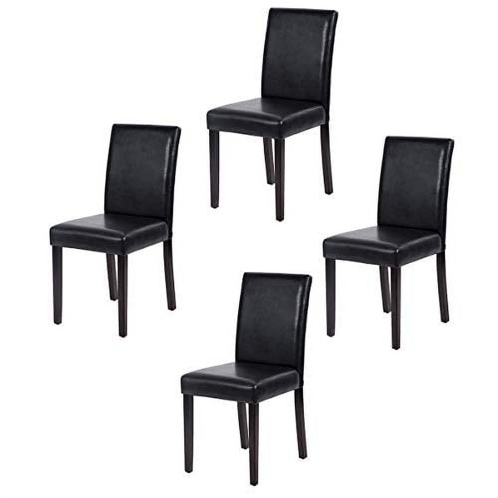 Black PU Leather Upholstered Side Chair Set with Wood Frame