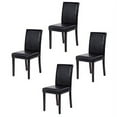 thumbnail image 1 of FDW Set of 4 Urban Style Leather Dining Chairs With Solid Wood Legs Chair,Black, 1 of 6