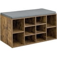 thumbnail image 1 of FDW Shoe Bench Storage Bench with Padded Seat 10 Compartments Holds Up to 600 lb,Brown, 1 of 7