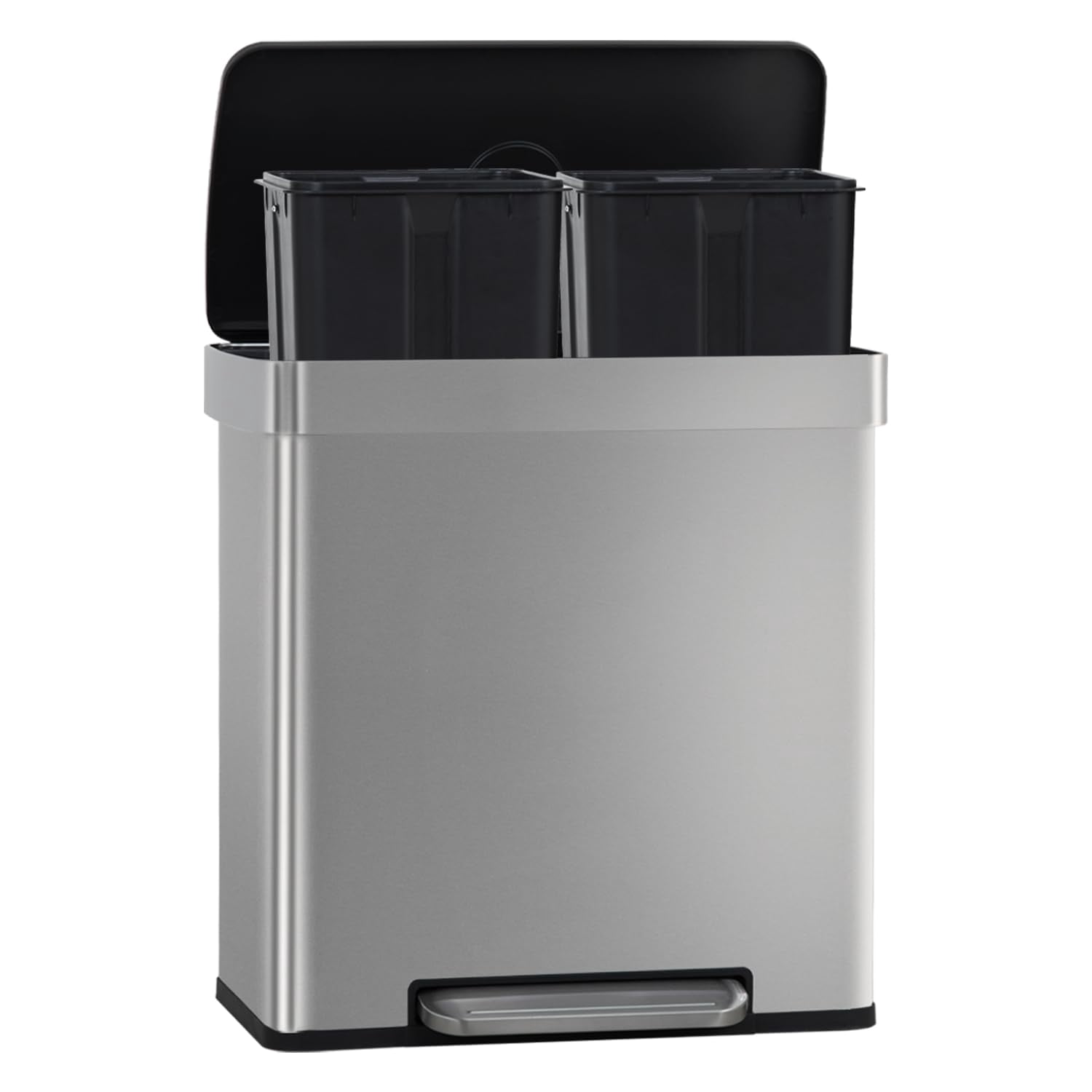 FDW Stainless Steel 16 Gallon Garbage Can for Office Bedroom，Kitchen Trash Can with Lid