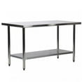 thumbnail image 1 of FDW Stainless Steel Kitchen Prep and Work Table, 60" x 24” x 35"，Silver, 1 of 7