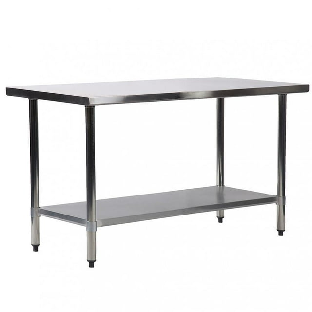 FDW Stainless Steel Kitchen Prep and Work Table, 60" x 24” x 35"，Silver
