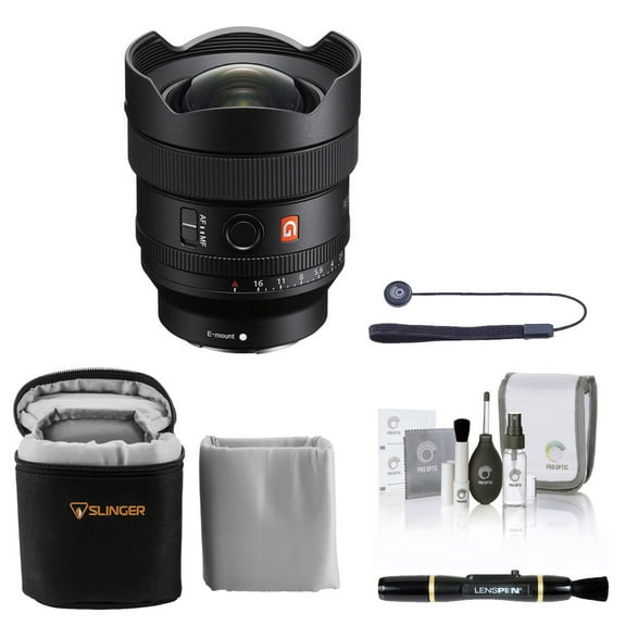 Sony FE 14mm f/1.8 GM Prime Lens, Bundle with Soft Lens Case, Lens Cleaner, Cleaning Kit, Universal Lens Cap Tether