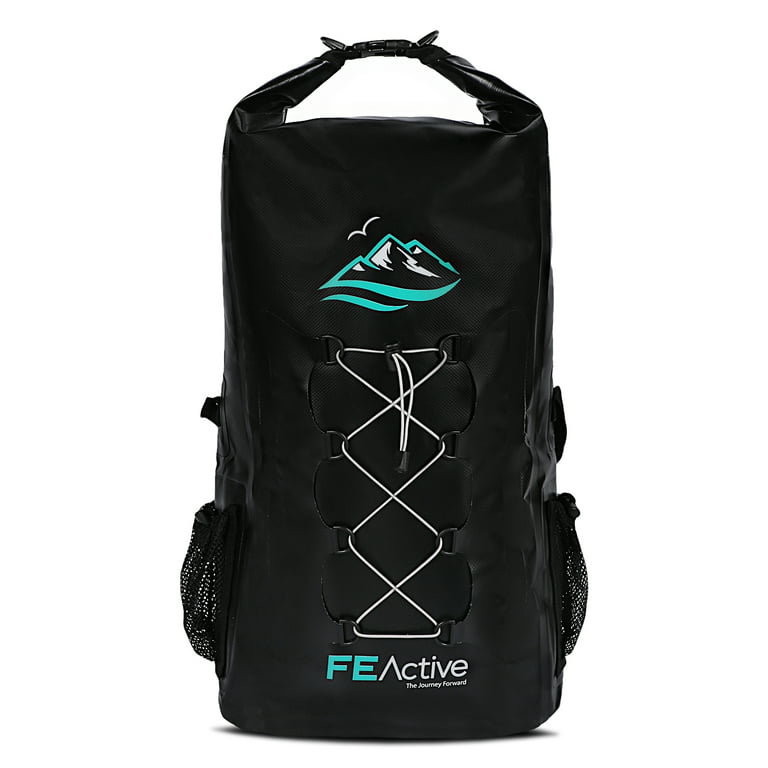 FE Active - 30L Eco Friendly Dry Bag Waterproof Backpack for Fishing,  Kayak, Scuba, Travel, Hiking, Beach & Survival Gear. Pocket for Phone,  Camera 