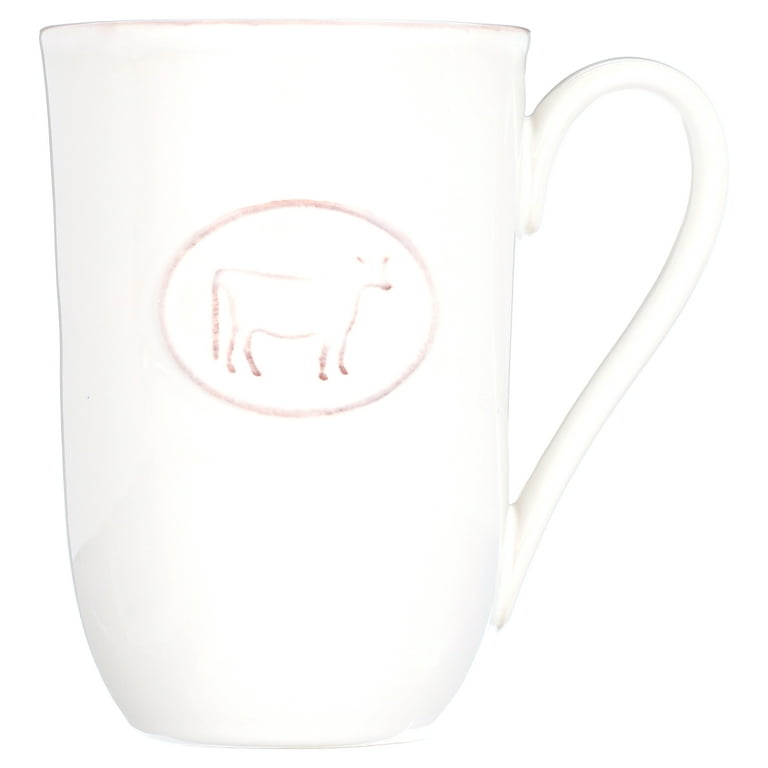 FE Vintage Coffee Mug, Extra Large Holding Volume With Farmhouse Theme  (White Cow)