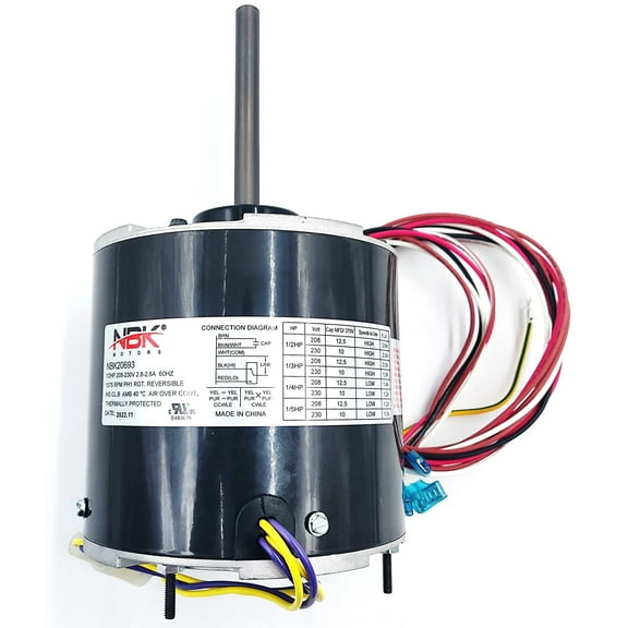 FE6002 CONDENSER MOTOR 208-230V 1075RPM 1/2-1/5HP - EXACT FIT FOR CENTURY - REPLACEMENT PART BY NBK