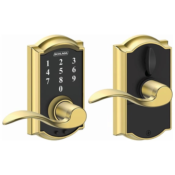 FE695CAM605ACC 16-086 10-027 Accent / Camelot Touch Keyless Lever - Polished Brass