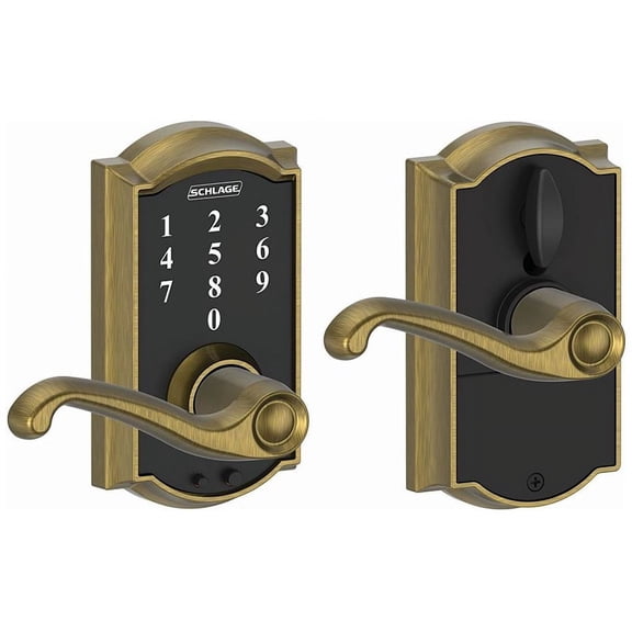 FE695CAM609FLA 16-086 10-027 Flair / Camelot Touch Keyless Lever - Antique Brass