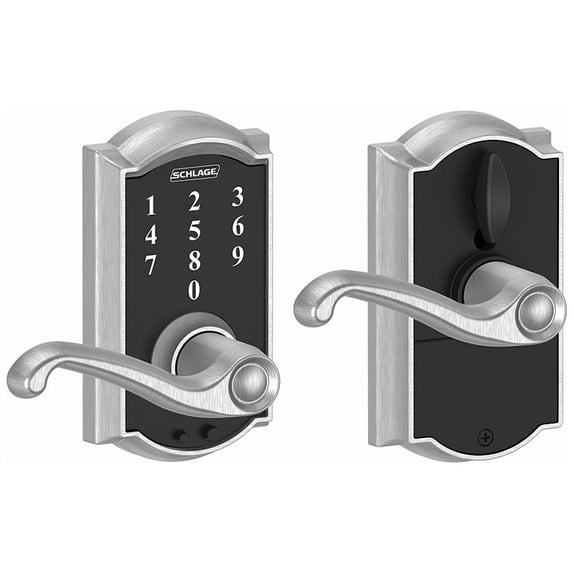 FE695CAM626FLA 16-086 10-027 Flair / Camelot Touch Keyless Lever - Satin Chrome