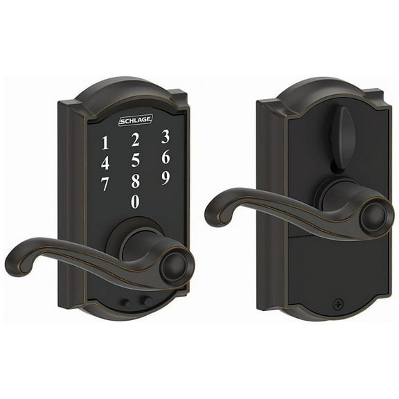 FE695CAM716FLA 16-086 10-027 Flair / Camelot Touch Keyless Lever - Aged Bronze