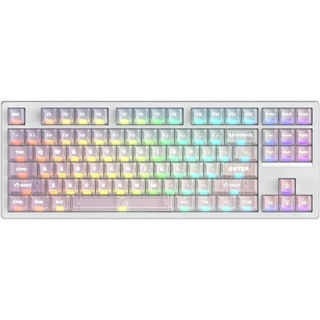 FE87 V2 Wired Mechanical Keyboard, 8KHZ Polling Rate, Support SODC/Latency As 0.125MS/ARGB,Hot Swappable, Gasket Sturcture Gaming Keyboard (White/White Snake )