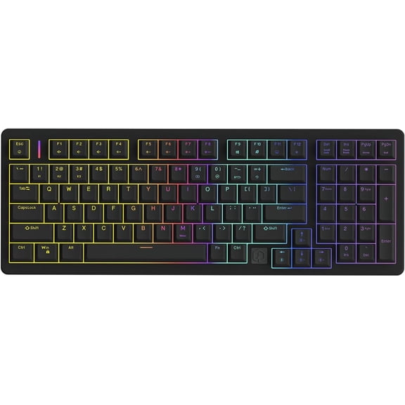 FE98Pro RGB Hot Swappable Mechanical Keyboard, Three-Layer Dampening 98 Gaming Keyboard, Customizable Backlit, USB-C/2.4GHz/- Black