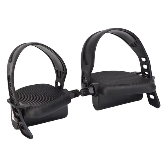 FEAMOS 1 Pair Bicycles Pedals With Strap Exercise Bike Pedals And Fixed Strap Replacement Set Bike Pedals For Exercise Bikes