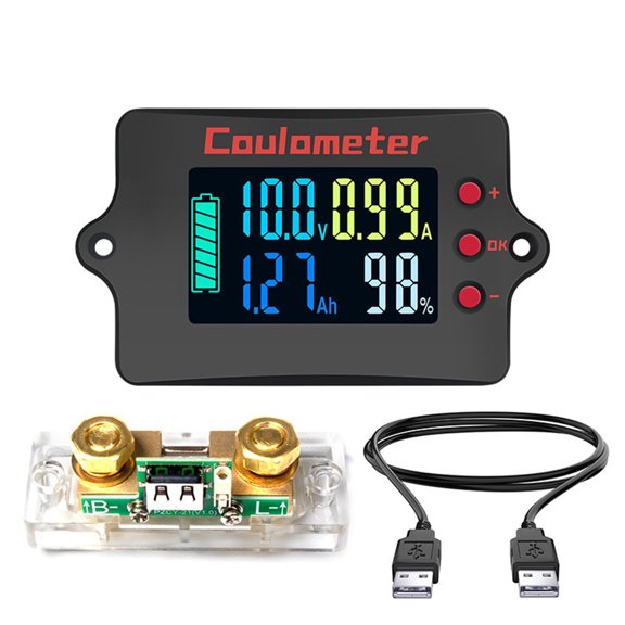 FEAMOS 1 Set Battery Coulomb Counter 360 Degree Full Display Color Screen 36V 24V Tester with Sampler for Electric Vehicles