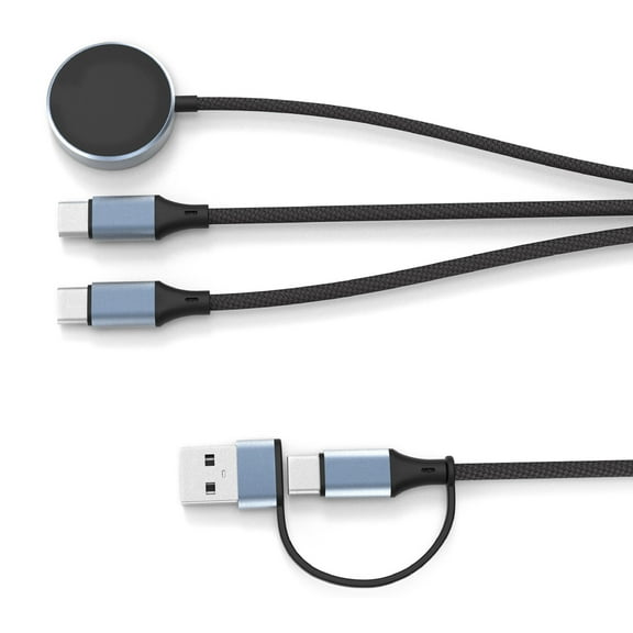 FEAMOS 100W USB A USB C Multiple Charging Cable 5 in 1 PD100W Fast Charging Cord for Type C Watch Charging Braided Adapter