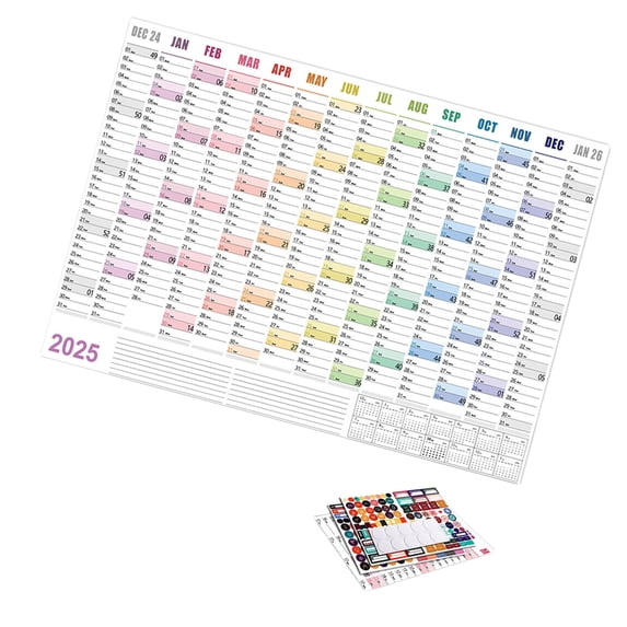 FEAMOS 2025 Yearly Planner Calendar Family Home Planner Calender 2025 Full Year Planner Calendar 74X52Cm From 01.2025-12.2025
