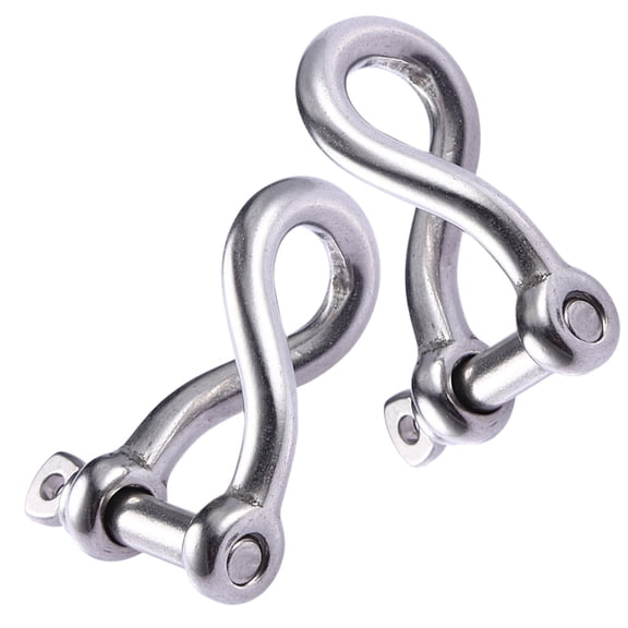 FEAMOS 2Pcs Stainless Steel Twist Shackle Heavy Duty Shackle Twisted Shackle Screw Pin Rustproof 5/32" Screw Pin Shackle