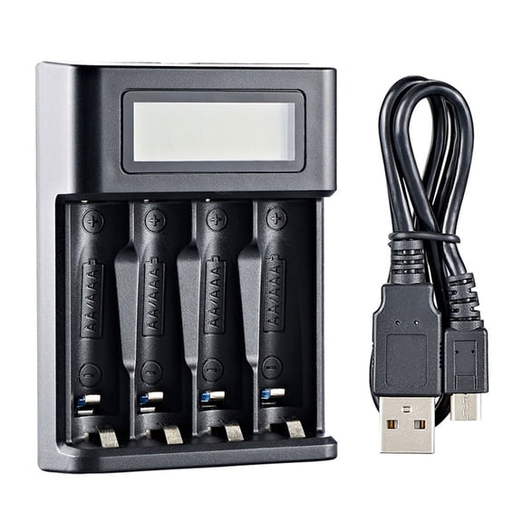 FEAMOS 4 Bay AA LR03 Battery Charging Adapter USB Input Fast Charging Independence Slots LCD Display for NiMH NiCD Rechargeable
