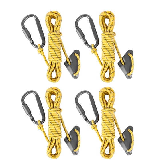 FEAMOS 4Pcs Reflective Tent Guy Rope Outdoor Tent Guide Rope with Locking Carabiner Clip Winds Line for Awning Camping Enduring