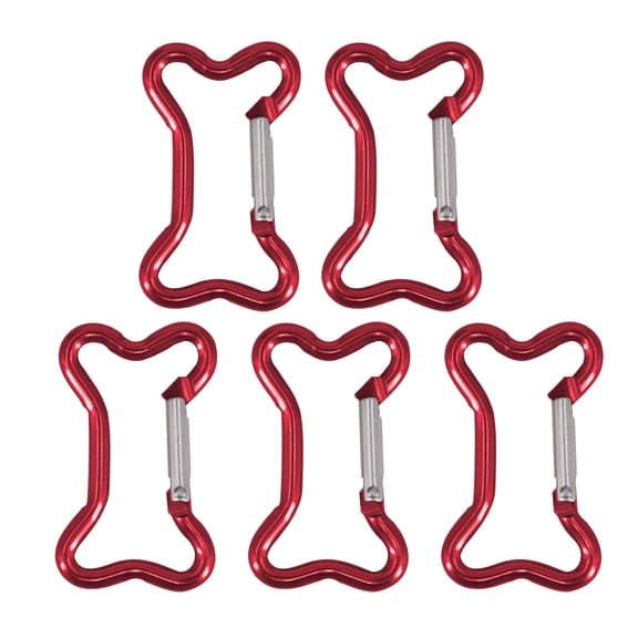 FEAMOS 5Pcs Bone Shape Spring Snapping Clip Aluminum Alloy KeyRings Hanging Buckle Carabiner Keychains Bag Clip Hook Connectors