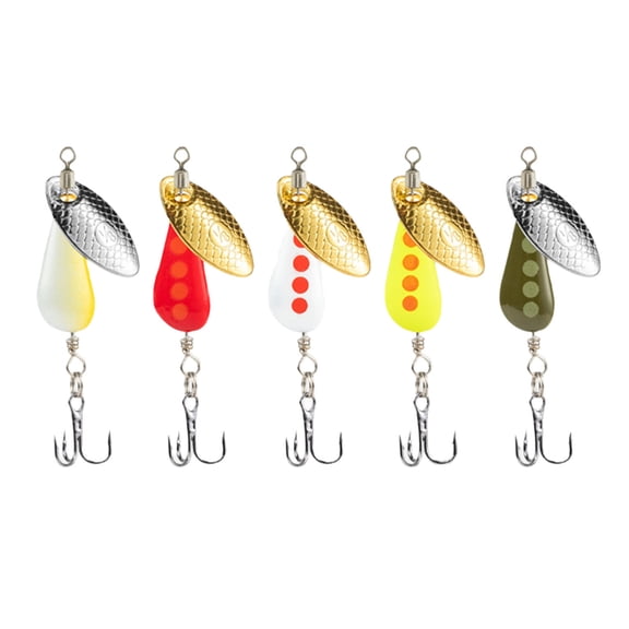 FEAMOS 5Pcs Trout Fishing Spoons Lures Fishing Spinner Metal Hard Baits with Treble Hook Sequins Baits Crankbaits Easy to Use