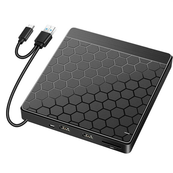 FEAMOS 6 in 1 External VCD Driver USB3.0 USB C USB Memory Card Out Portable Optical Driver VCD Burners VCD Driver Player