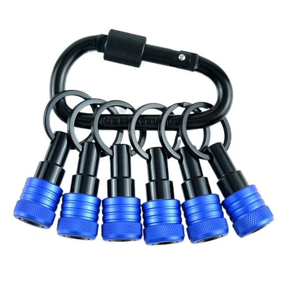 FEAMOS 6Pcs Bit Holder Key Chain 1/4Inch Portable Drill Holder Carabiner Hook Hexagon Shank Bit Holsters Quick Changing Bit Hol
