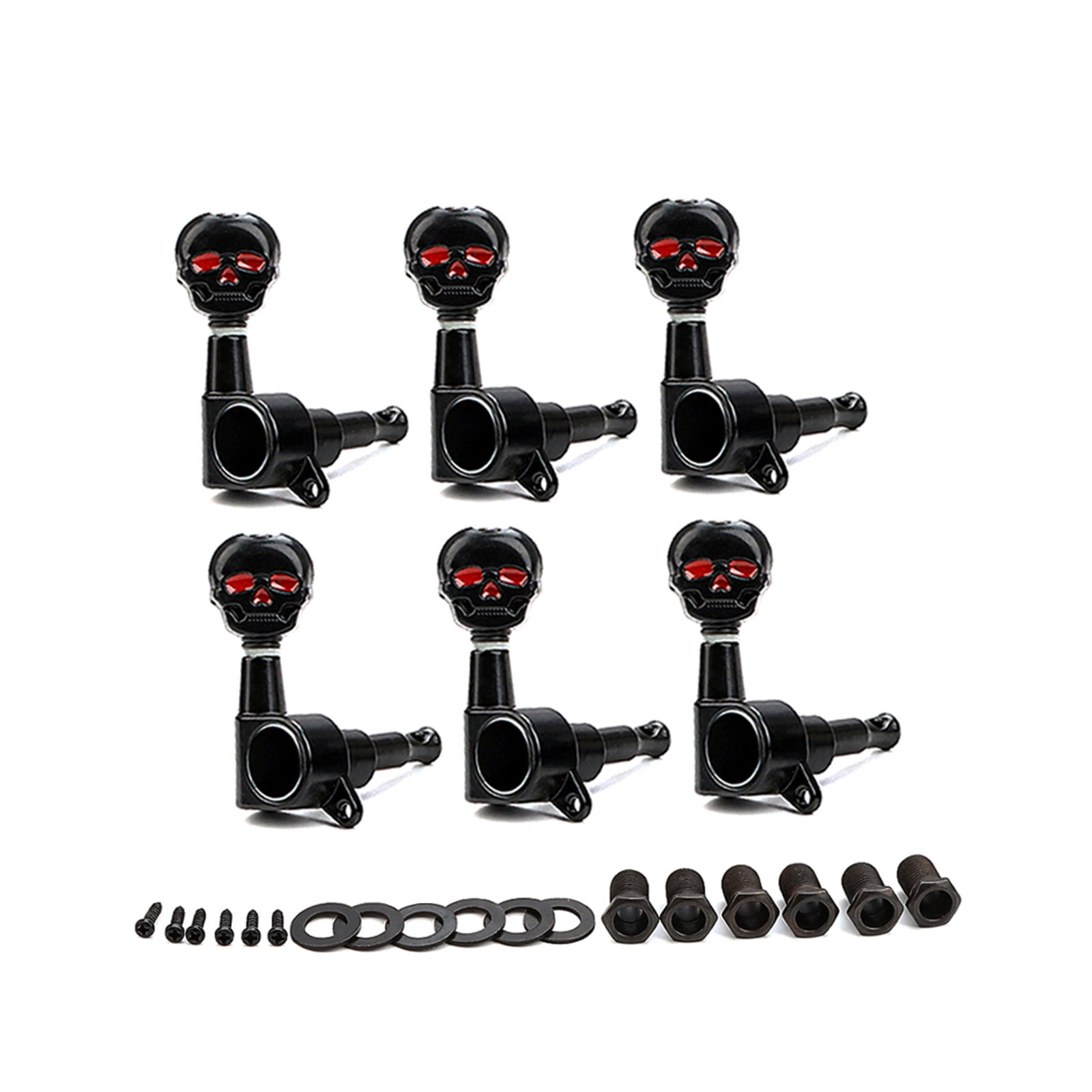 FEAMOS 6Pcs Guitar Tuning Peg 6 Right Skull Button Keys Machines Head Tuners for Electric Guitar and Bass