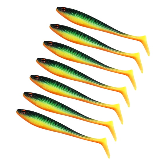 FEAMOS 7Pcs Soft Fishing Lures Artificial Baits Paddle Tail Swimbaits Fishing Lure for Trout Walleye Swim Baits 10cm