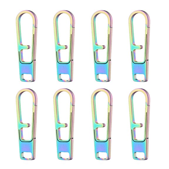 FEAMOS 8Pcs Metal Alloy Zippers Puller Headers Spring Keychains Hanging Buckles Detachable Zippers Pull Tab Small Tool