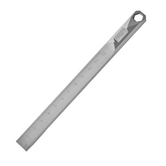FEAMOS Alloy Straight Ruler Crowbars KeyChains 8mm Hexagon Wrench Measuring Hard Ruler Outdoor Survival Tool