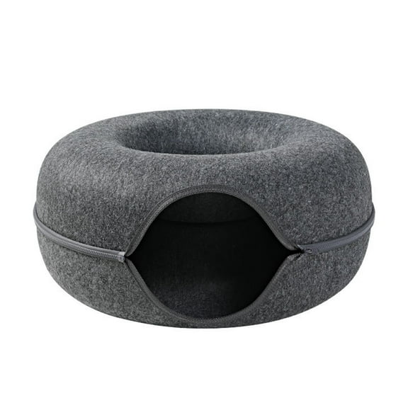 FEAMOS Cat Tunnel Bed With For Hole 9.8In Diameter Felt Tube Playing Center Toy For Small Kitten