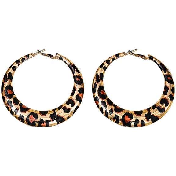 FEAMOS Fashion Leopards Print Ear Jewelry Stylish Circular Leopards Pattern Ear Studs Earrings for Gatherings