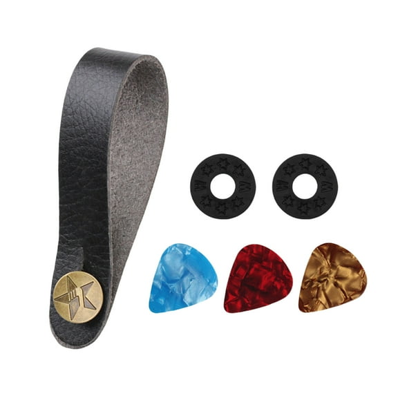 FEAMOS Guitar Strap Holder Button Safe Lock Guitar Neck Strap Button Leather Headstock Adapter Tie for Ukulele Bass Guitar