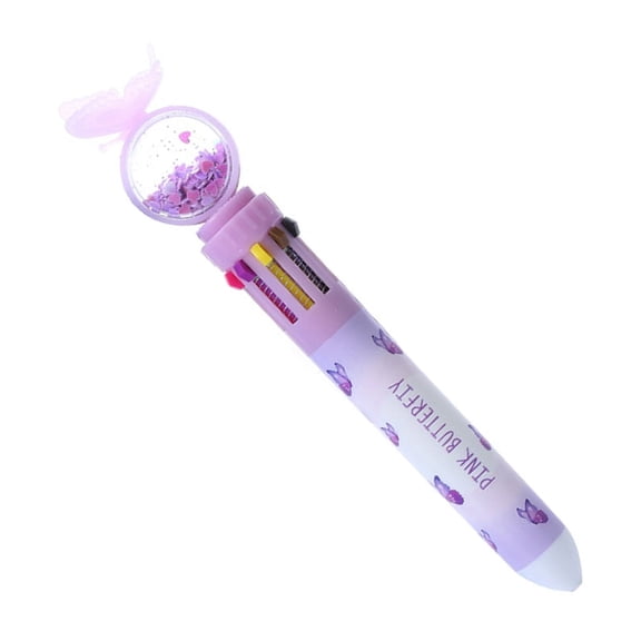 FEAMOS Sequins Multicolored Pen 10 Color-in-1 Ballpoint Pen 0.5MM Smooth to Write for Writing Journaling Stocking Fillers