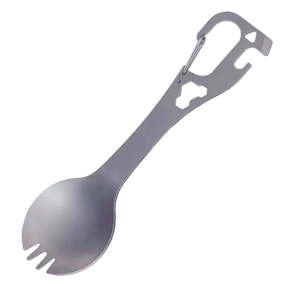 FEAMOS Stainless Steel Spork Camping Utensil with Spoon Fork Bottle Can Opener 5 in 1 Multifunctional Camping Eating Utensils