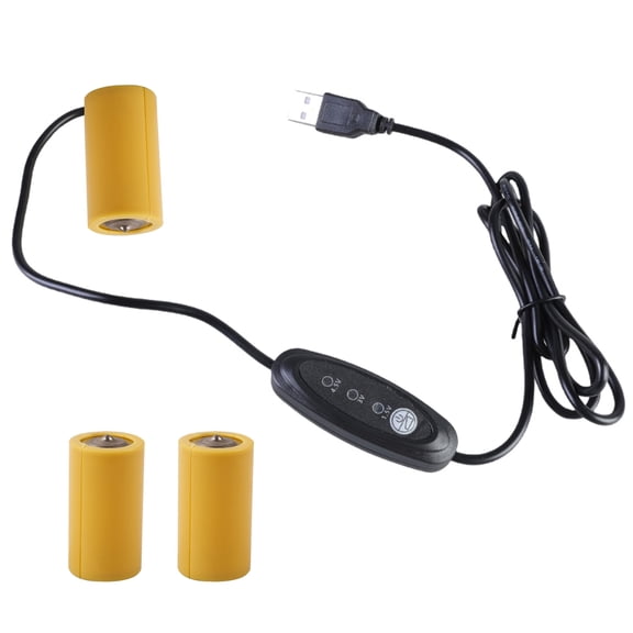 FEAMOS USB 5V2A to 1.5V 3V 4.5V C Fake Battery Elimination Cable Power Adapter Cord Replace for 1-3pcs 1.5V LR14 C Batteries