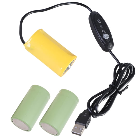 FEAMOS USB 5V2A to 1.5V 3V 4.5V D Fake Battery Elimination Cable Power Adapter Cord Replace for 1-3pcs 1.5V LR20 D Batteries