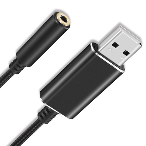 FEAMOS USB to 3.5mm Sound Adapter, USB to AUXs Cable with Microphones USB to Headphone AUXs Adapter External Sound Card for PC