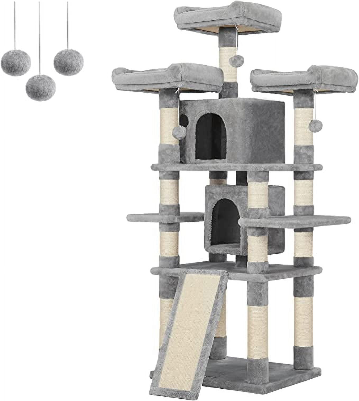 Light Gray Multi-Level Cat Tree with Sisal Posts