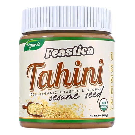 FEASTICA Organic Tahini 10oz – Smooth & Creamy Sesame Spread, Vegan, Gluten-Free, Jar (pack of 1)