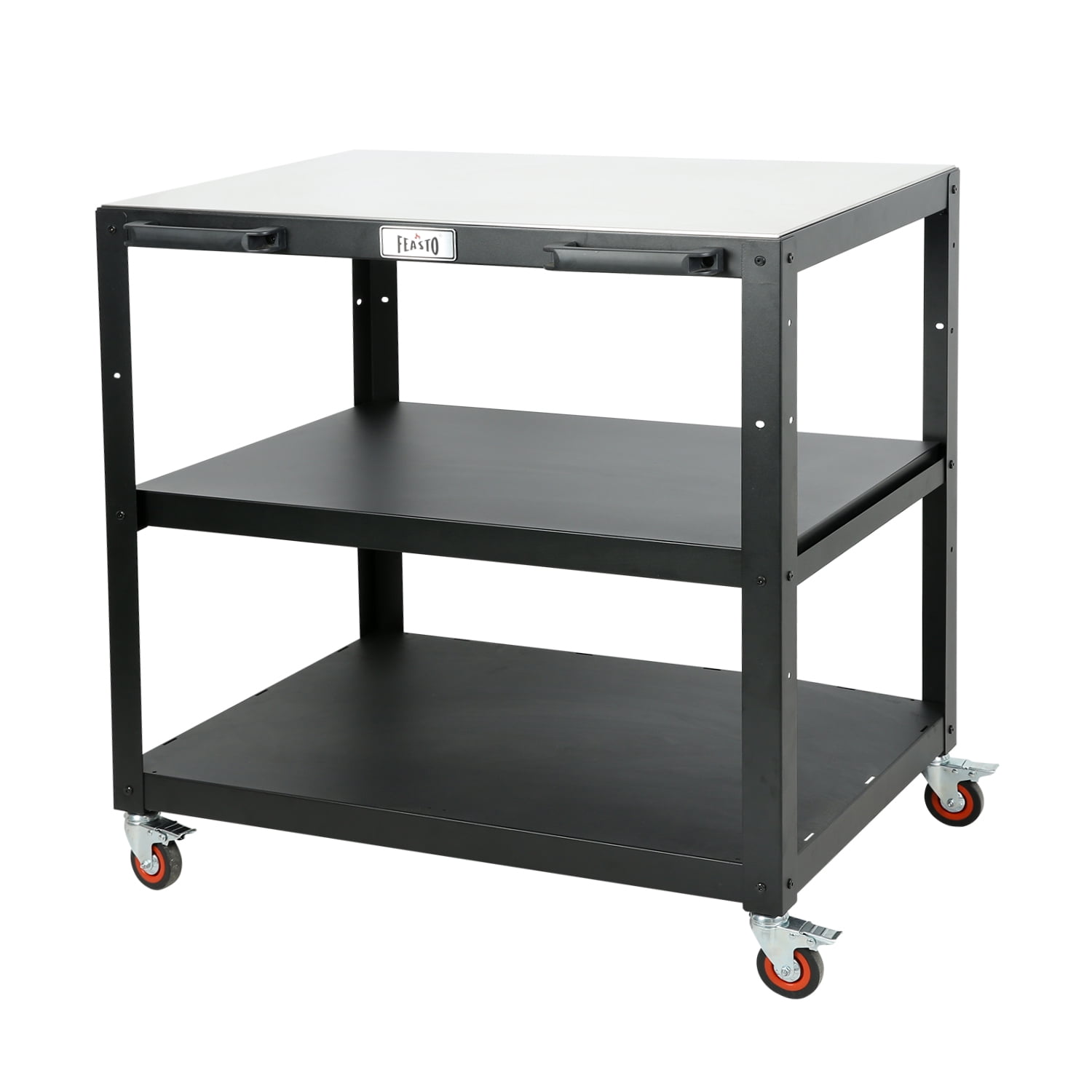 Feasto 3-Shelf Black and Stainless Steel Outdoor Kitchen Cart
