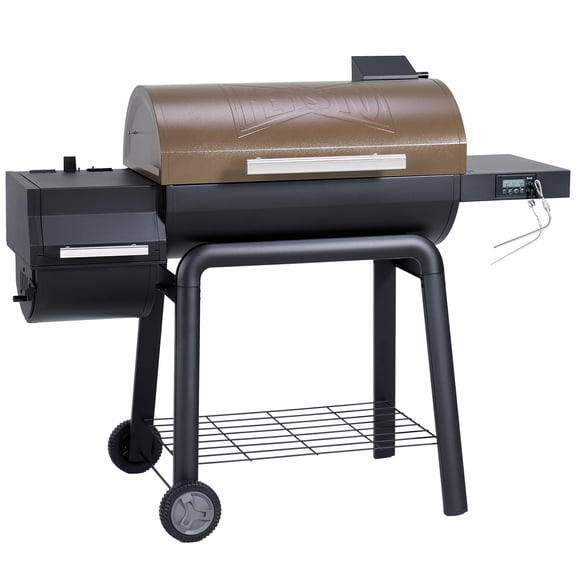 FEASTO 30-Inch Charcoal Grill with Digital Display & Offset Smoker, Golden
