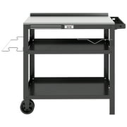 FEASTO 31.5x18 Outdoor Grill Cart with Stainless Steel Tabletop, Movable Grill Table with Seasoning Rack
