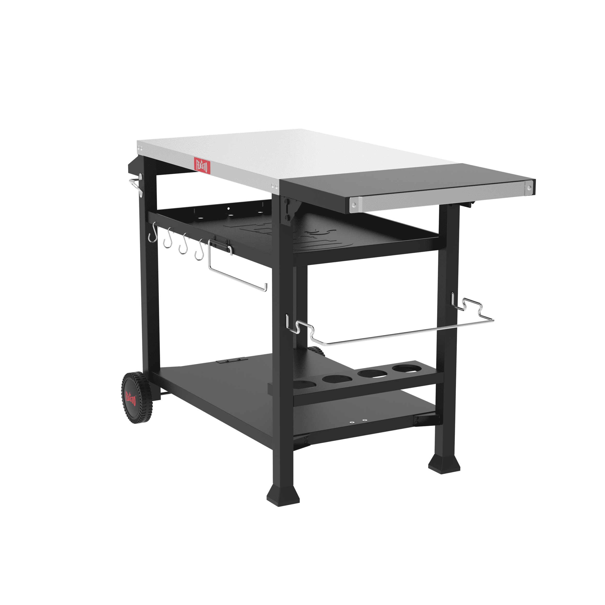 Feasto 50" Stainless Steel Outdoor Grill Prep Cart with Foldable Side Table