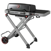 FEASTO Roamer Series Portable Propane Grill with Folding Cart, 13000 BTU, 360 sq in Cast Iron Grates & Side Table,Black