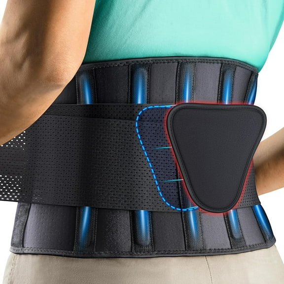 FEATOL Breathable Back Brace with Lumbar Pad for Women & Men, Support Belt for Lower Back Pain Relief for Herniated Disc, Sciatica, Scoliosis S/M (Waist Size:24.4''-30'')