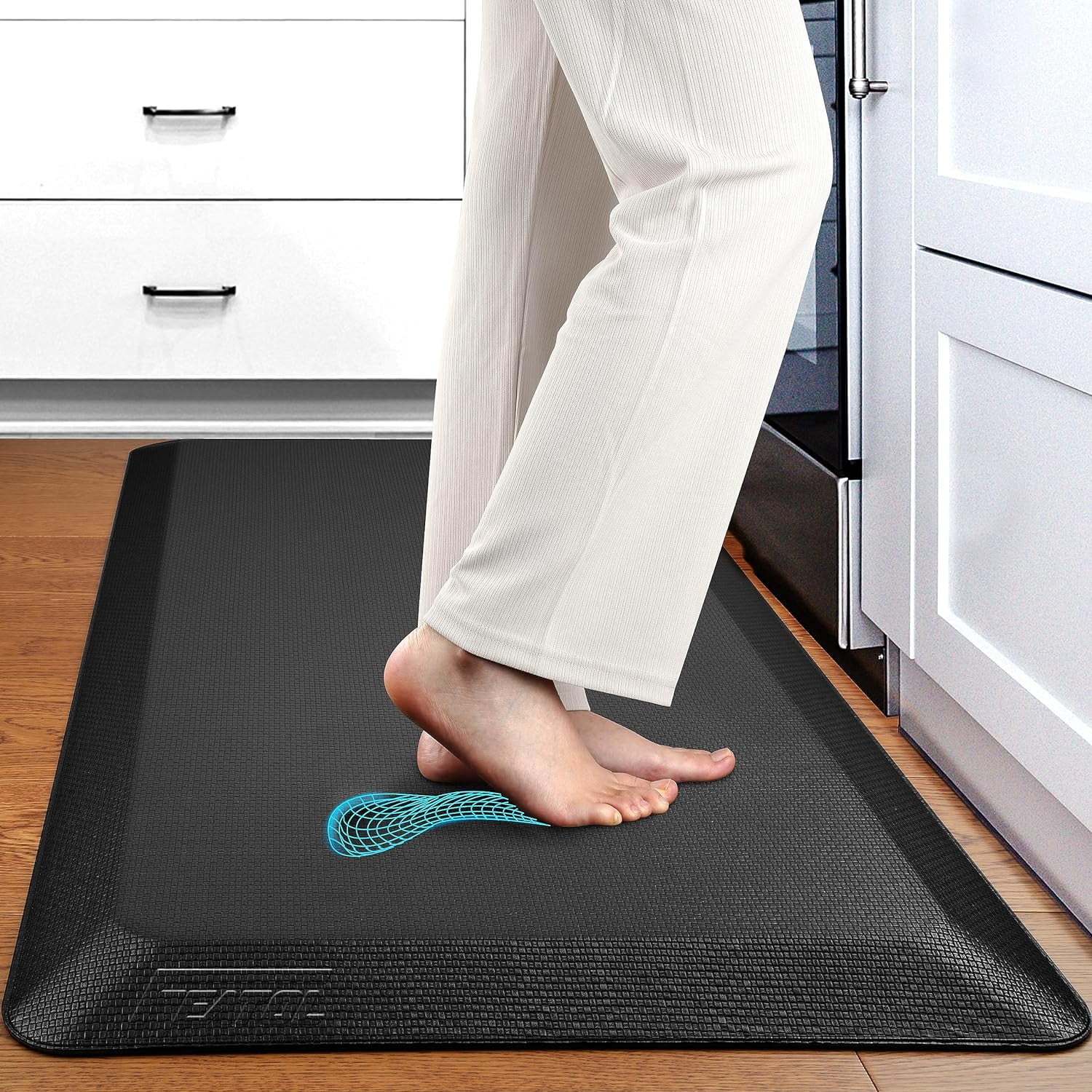 Comfy Feet Black Floor Mat - Extra-Padded, Non-Slip, Anti-Fatigue