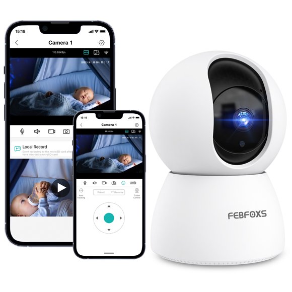 FEBFOXS Baby Monitor Security Camera, WiFi Indoor Camera, 360Degree