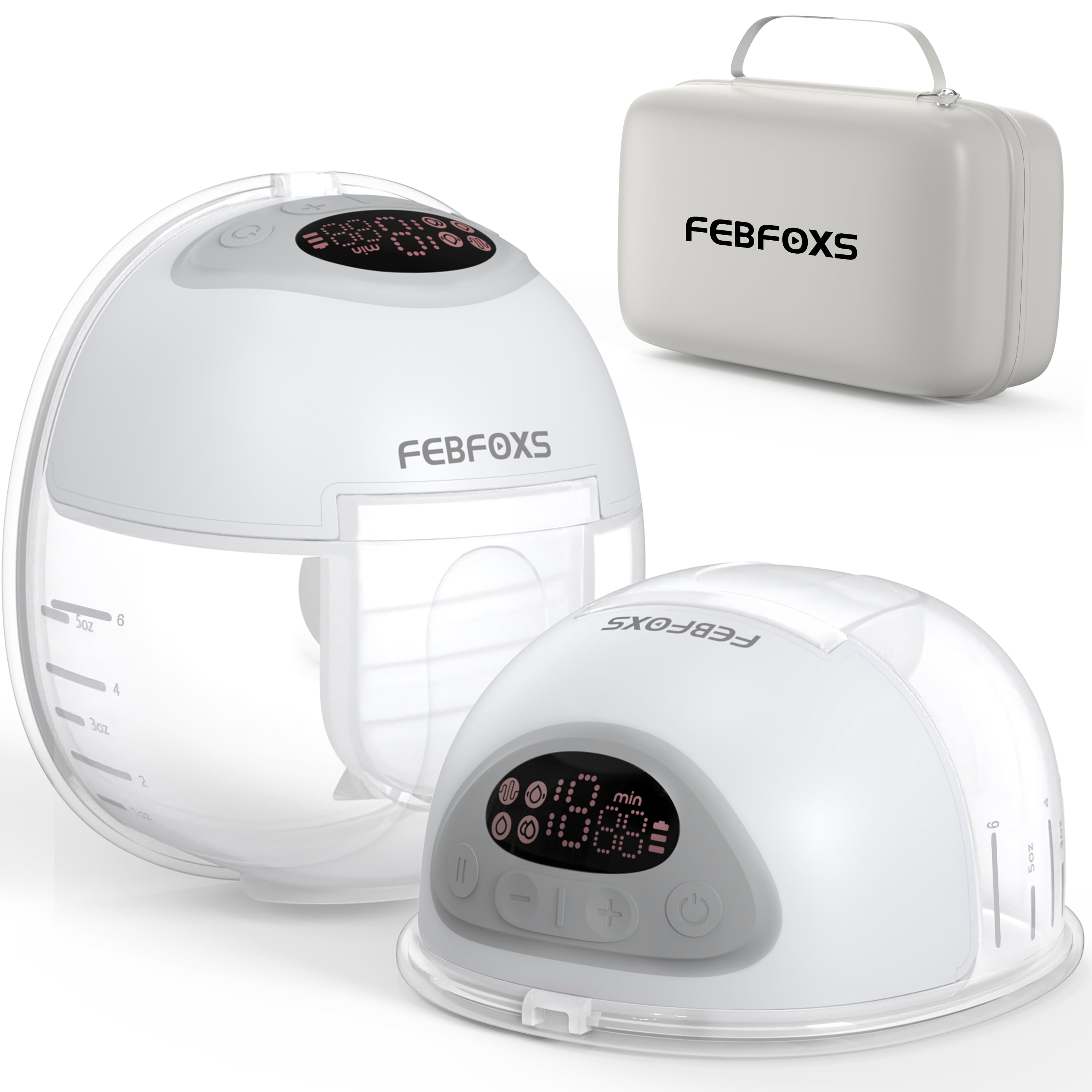 Walmart exclusive discounts  FEBFOXS Breast Pump Hands Free, 2 Pack Breastfeeding Pump with 4 Mode & 12 Levels, Wearable Electric Breast Pump with Carrying Bags, 24mm